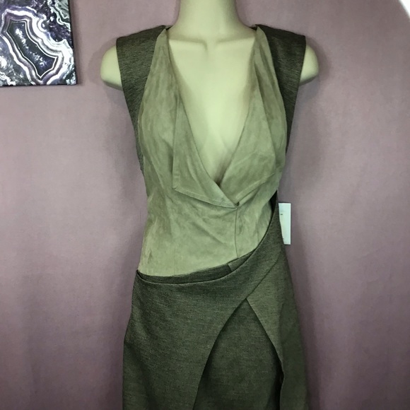 Christian Cota Mixed Suede business wrap dress